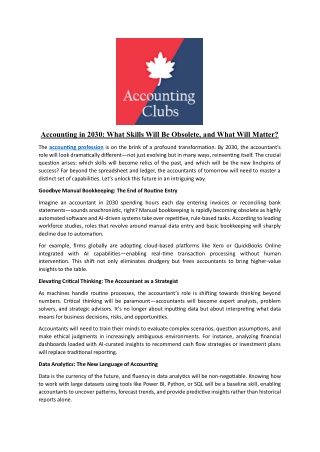 Accounting in 2030: What Skills Will Be Obsolete, and What Will Matter?