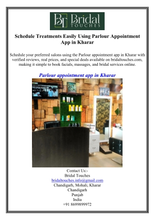 Schedule Treatments Easily Using Parlour Appointment App in Kharar
