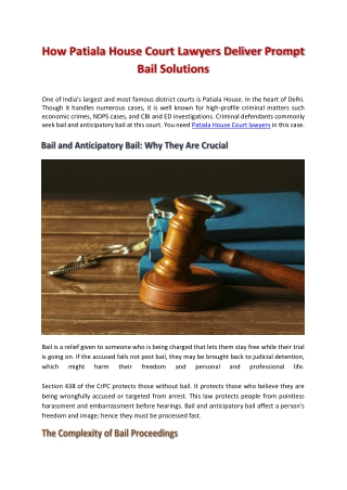 How Patiala House Court Lawyers Deliver Prompt Bail Solutions