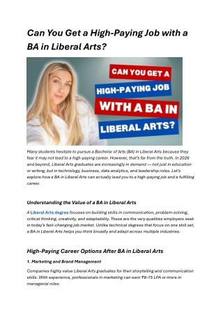 Can You Get a High-Paying Job with a BA in Liberal Arts?