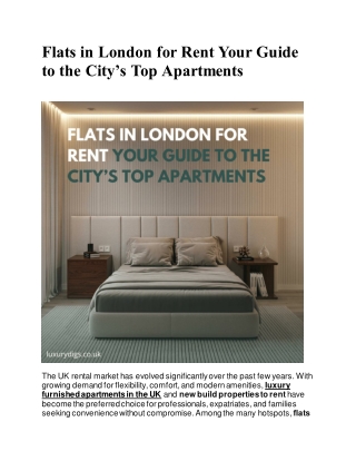 Flats in London for Rent: Your Guide to the City’s Top Apartments