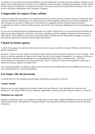 Comment réussir la refonte de son site avec une agence en Aveyron ?
