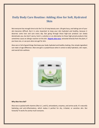 Daily Body Care Routine: Adding Aloe for Soft, Hydrated Skin