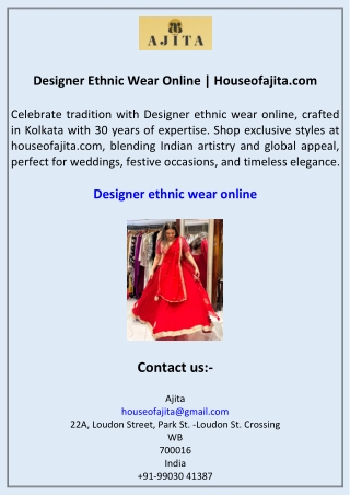 Designer Ethnic Wear Online Houseofajita.com