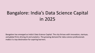 Bangalore: India’s Data Science Capital in 2025