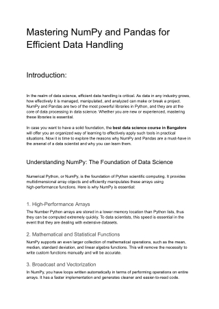 Mastering NumPy and Pandas for Efficient Data Handling