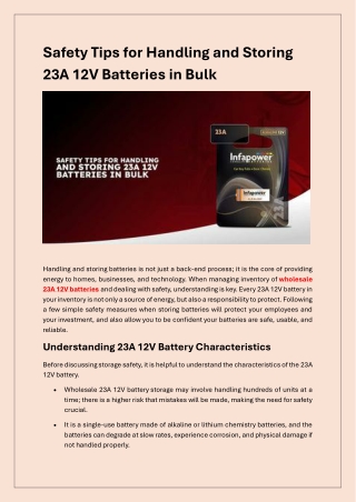 Expert Advice on Safe Bulk Management of 23A 12V Batteries