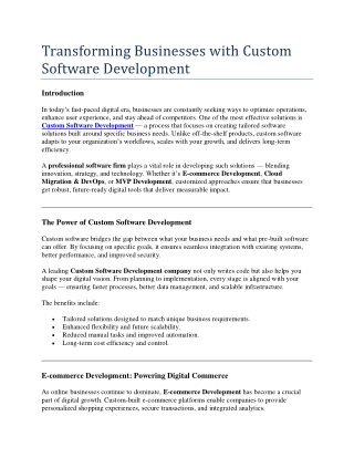 Transforming Businesses with Custom Software Development