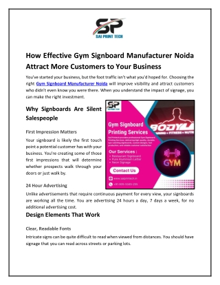 How Effective Gym Signboard Manufacturer Noida Attract More Customers to Your Bu