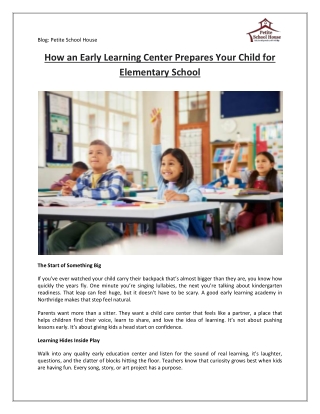 How an Early Learning Center Prepares Your Child for Elementary School