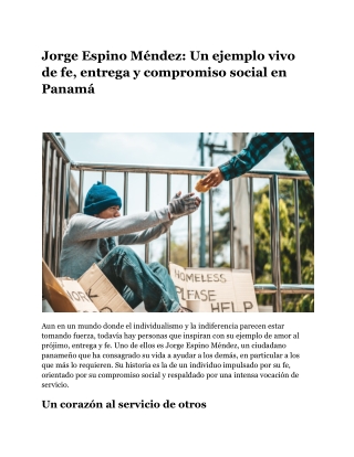 Jorge Espino Méndez_ Un ejemplo vivo de fe, entrega y compromiso social en Panamá