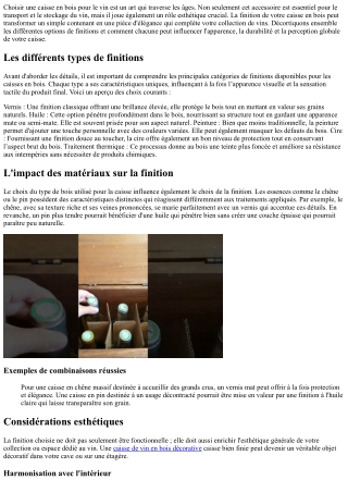 Comment choisir la finition parfaite pour votre caisse bois vin ?
