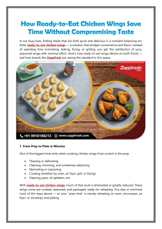 How Ready-to-Eat Chicken Wings Save Time Without Compromising Taste