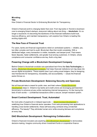 How Ontario's financial sector is embracing blockchain for transparency