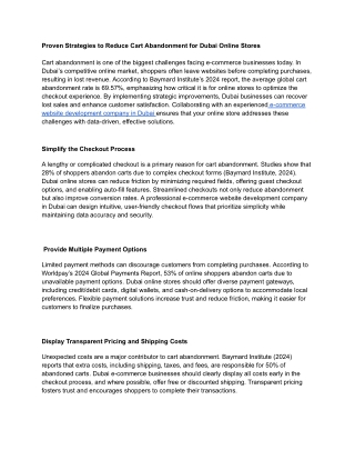 Proven Strategies to Reduce Cart Abandonment for Dubai Online Stores