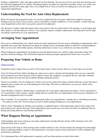 How to Prepare Your Vehicle for an Auto Glass Replacement Appointment