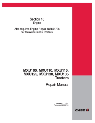CASE IH MXU125 Tractor Service Repair Manual Instant Download