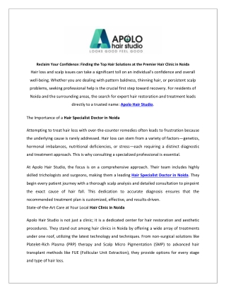 Reclaim Your Confidence: Finding the Top Hair Solutions at the Premier Hair Clin