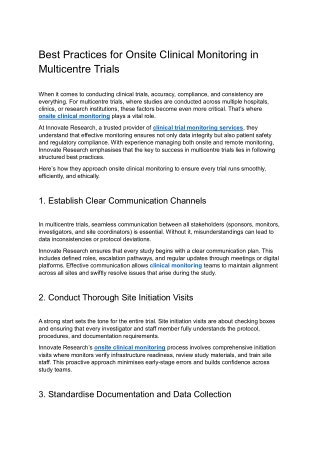 Innovate Research_off-page_Best Practices for Onsite Clinical Monitoring in Multicentre Trials