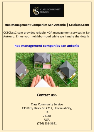 Hoa Management Companies San Antonio Ccsclassc.com