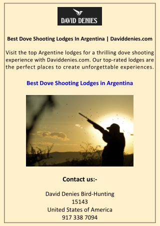 Best Dove Shooting Lodges In Argentina Daviddenies.com