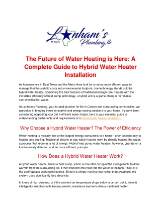 The Future of Water Heating is Here: A Complete Guide to Hybrid Water Heater Ins
