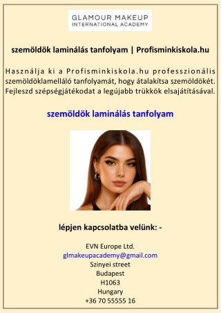 szemöldök laminálás tanfolyam Profisminkiskola.hu