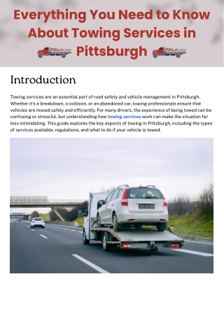 How Towing Services Keep Pittsburgh Roads Clear | PGH Junk Cars