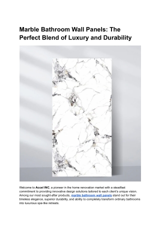 Marble Bathroom Wall Panels_ The Perfect Blend of Luxury and Durability