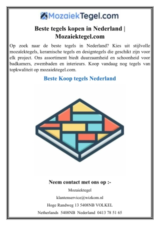 Beste tegels kopen in Nederland  Mozaiektegel