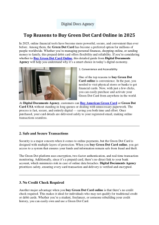 Top Reasons to Buy Green Dot Card Online in 2025