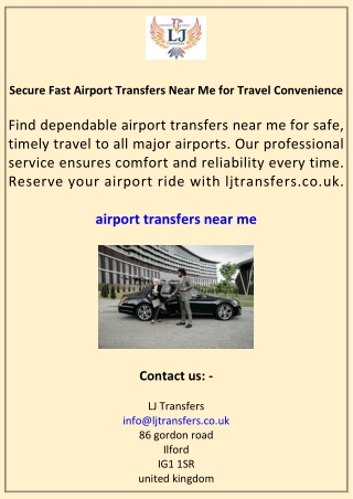 Secure Fast Airport Transfers Near Me for Travel Convenience