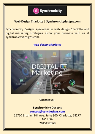 Web Design Charlotte  Synchronicitydesigns.com