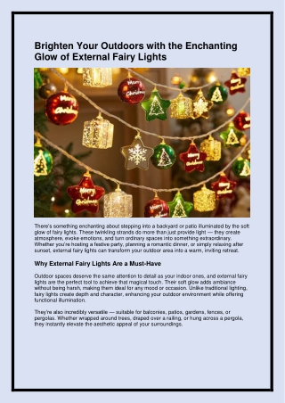 Brighten Your Outdoors with the Enchanting Glow of External Fairy Lights