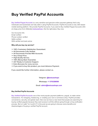 Buy Verified PayPal Accounts