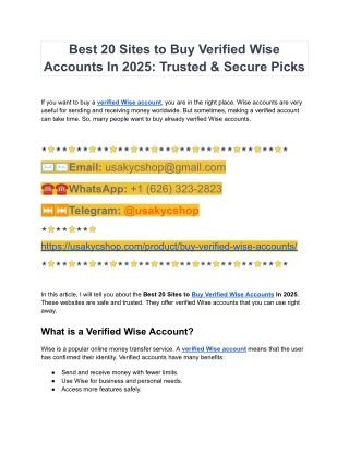 Buy Verified Wise Accounts - 100% Real Safe and Verified