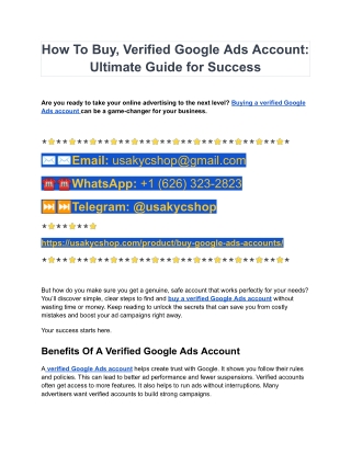 Buy Verified Google Ads Account - USA PVA Marketing