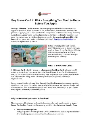 Buy Green Card in USA – Everything You Need to Know Before You Apply