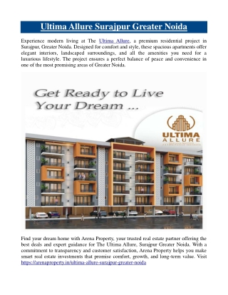 Ultima Allure Surajpur Greater Noida