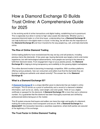 How a Diamond Exchange ID Builds Trust Online_ A Comprehensive Guide for 2025
