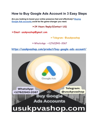 How to Buy Google Ads Account in 3 Easy Steps