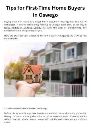Tips for First‑Time Home Buyers in Oswego