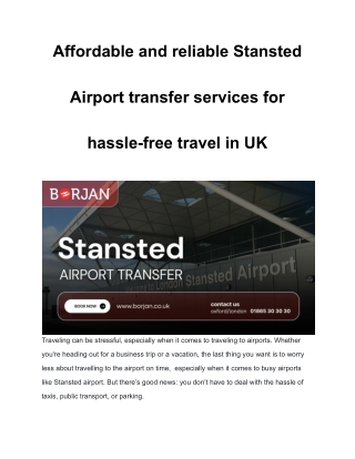 Affordable and reliable Stansted Airport transfer services for hassle-free travel in UK