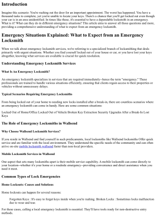 The Emergency Situations explained: What to Expect from an Emergency locksmith