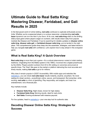 Ultimate Guide to Real Satta King_ Mastering Disawar, Faridabad, and Gali Results in 2025