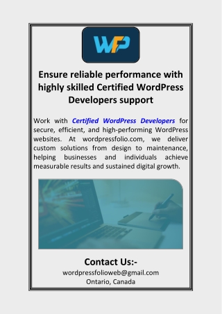 Ensure reliable performance with highly skilled Certified WordPress Developers support