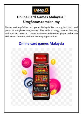 Online Card Games Malaysia | Umg8now.com/en-my