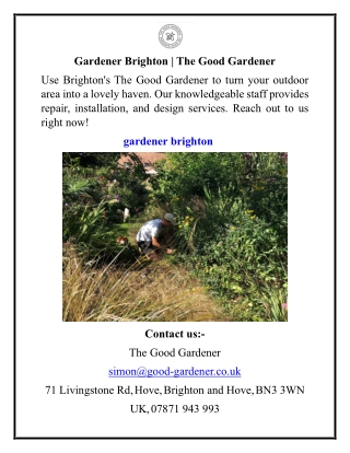 Gardener Brighton The Good Gardener