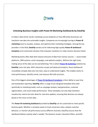 Unlocking Business Insights with Power BI Marketing Dashboards by DataFlip