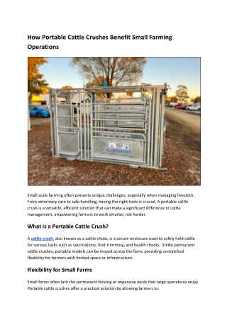 How Portable Cattle Crushes Benefit Small Farming Operations